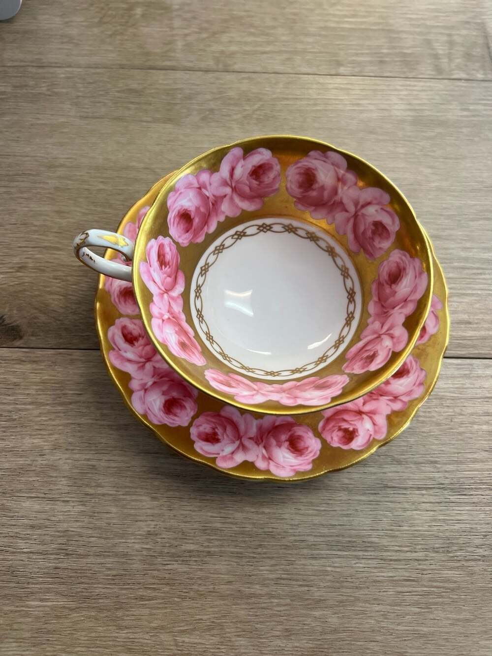 Vintage Royal Chelsea English Bone China Tea Cup and Saucer Set Gold Filigree an